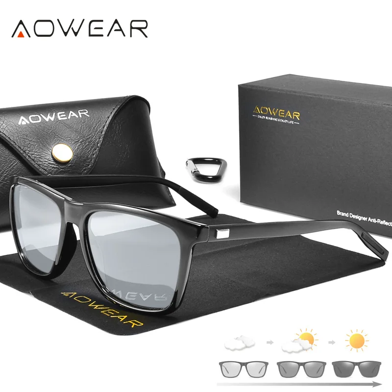 AOWEAR антибликовые фотохромные солнцезащитные очки для женщин/мужчин Поляризованные винтажные дневные Ночные очки-хамелеоны для вождения Gafas De Sol