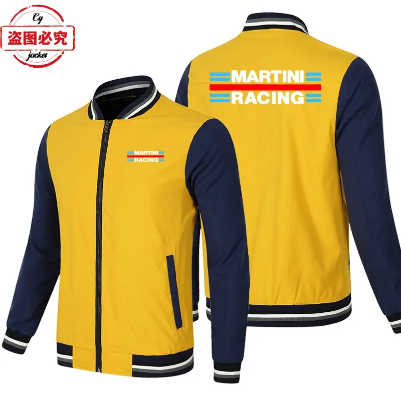 Martini Racing Logo Print Suit Loose Long Sleeve Men's Color Block Top Baseball Jacket