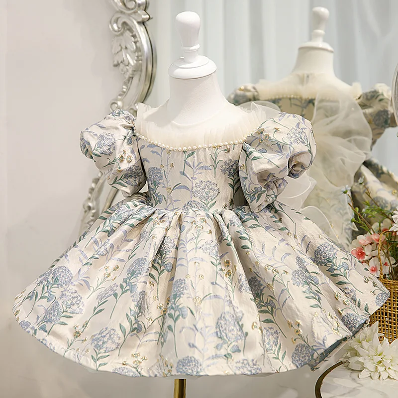 

Baby Spanish Lolita Princess Ball Gown Beading Design Birthday Party Christening Clothes Easter Eid Dresses for Girls 2023