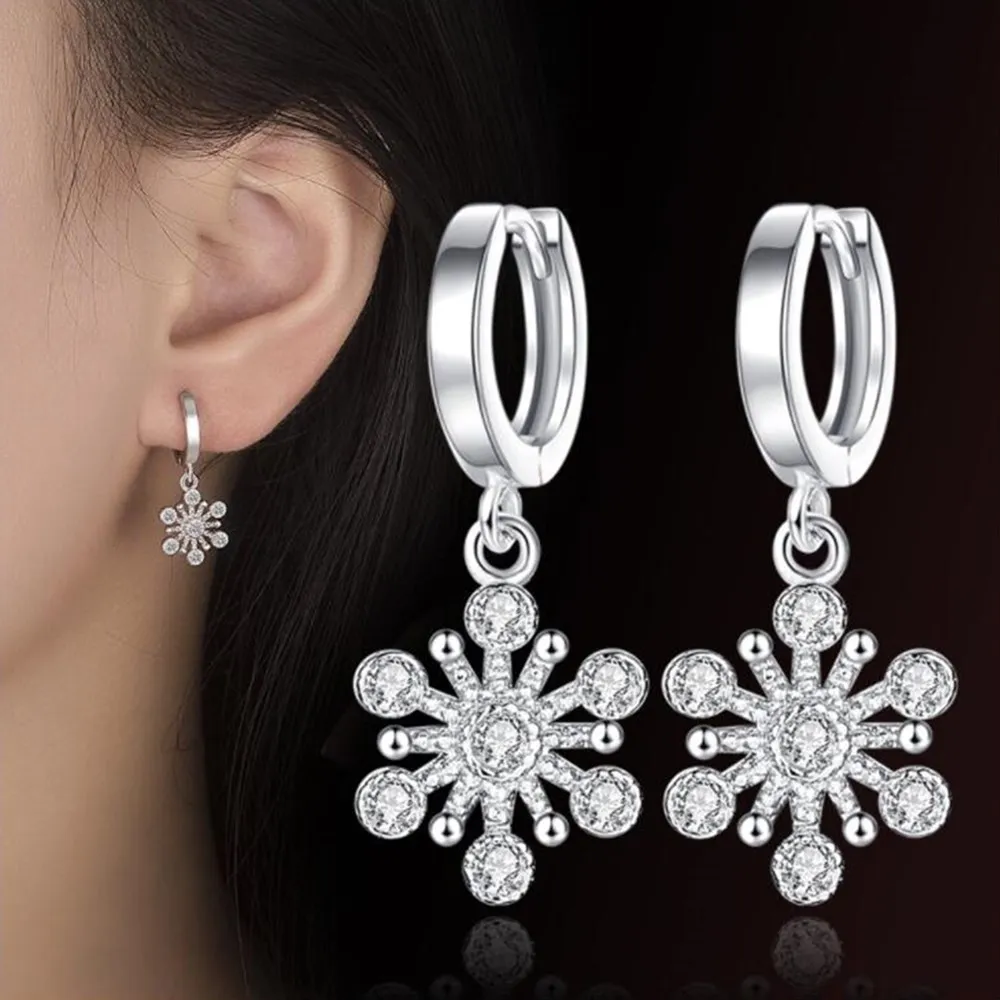 

NEHZY Silver plating new woman jewelry Fashion High Quality Retro Hollow Snowflake Silver plating Simple Long Fashion Earring