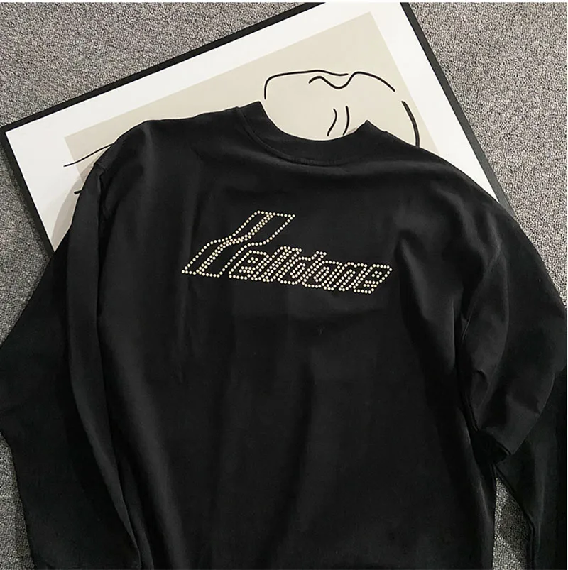 

Свитшот WE11DONE с 3D жемчугом и буквенным логотипом для мужчин и женщин, 1:1, Высококачественная футболка Welldone с длинными рукавами в стиле Харадз...