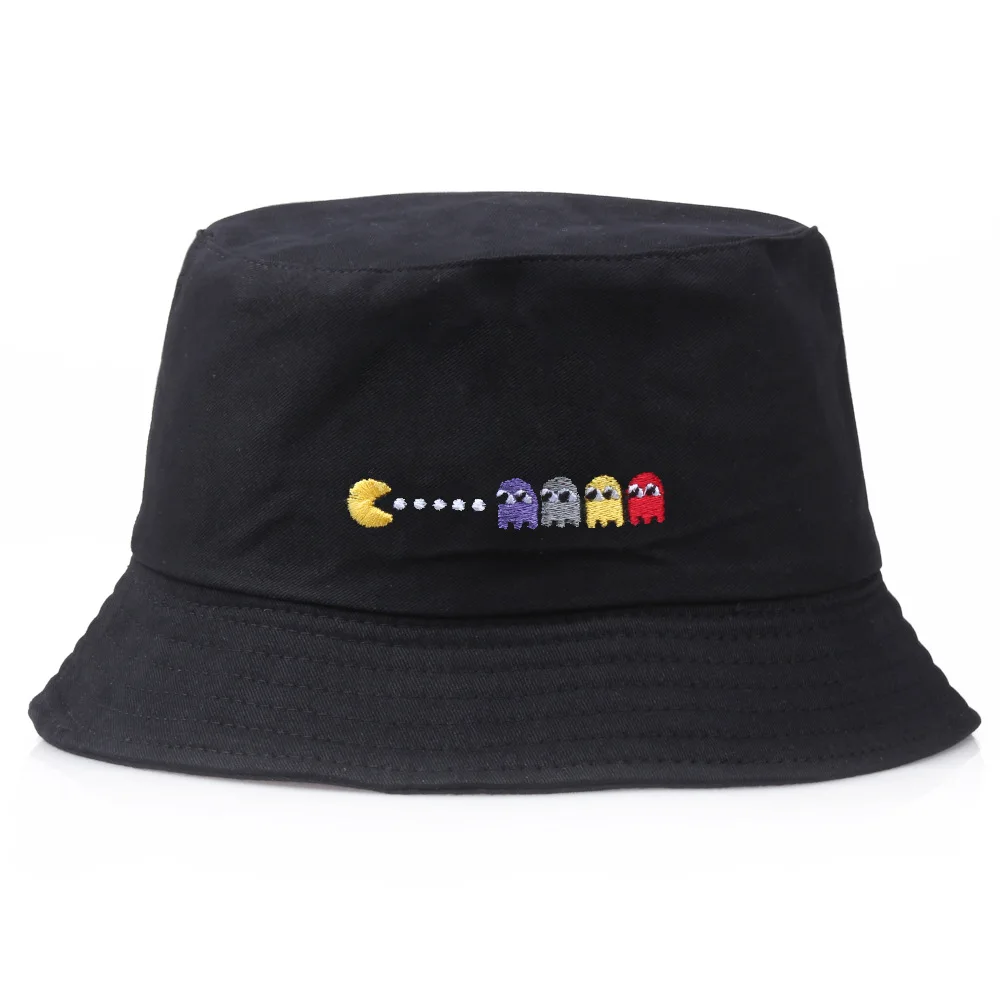 

Cartoon Bucket Hat Embroidery Foldable Cotton Game Panama Cap for Women Unisex Sun Fisherman Hat Bob Streetwear Hip Hop 2022