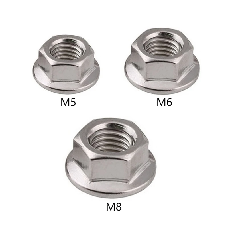 

M5/M6/M8 Self Locking Flange Nut Stainless Steel Serrated Flange Nuts Anti-loosening Hex Flange Nuts Durable 10 Pcs