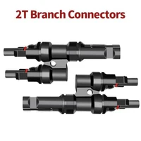 1 Pair PV Connector Solar Panels Cable 2 To 1 T Branch Connector Fuse Holder Splitter Coupler Fireproof Solar Cell Connect Plug