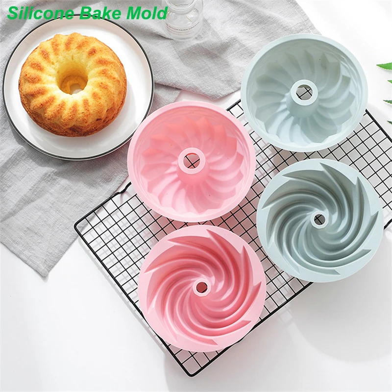 

Large Spiral shape silicone Bundt Cake Pan 6- inch, Bread Bakeware Mold Baking Tools Cyclone Shape Cake Mould DIY Baking Tool