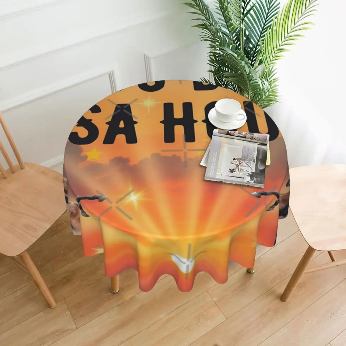 

Забавный дом Mojo Dojo Casa скатерть с изображением лошадей 60 дюймов диаметром 152 см, водонепроницаемый декоративный бортик, праздничный Декор