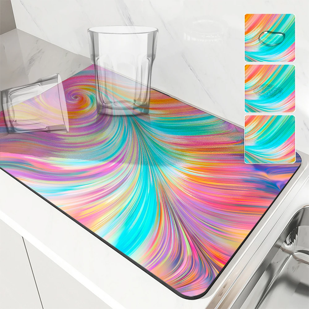 Абсорбирующая посуда коврики для сушки посуды цветной графический стол коврик