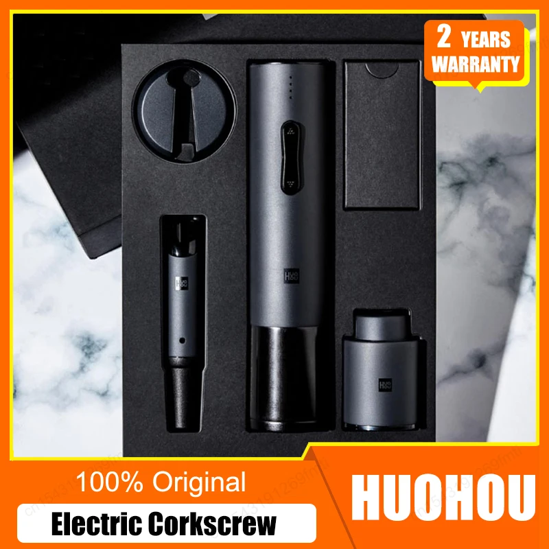 Huohou Automatic Wine Bottle Opener Kit Electric Corkscrew With Foil Cutter Wine Decanter Pourer Aerator For Family Gifts