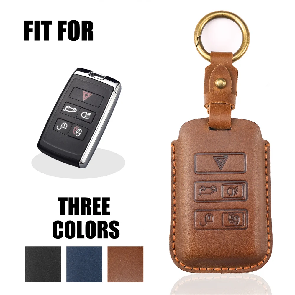

Leather Car Key Case Remote Control Protector Cover For Land Rover Range Rover Sport Evoque Velar Discovery 5 2018 2019 2020