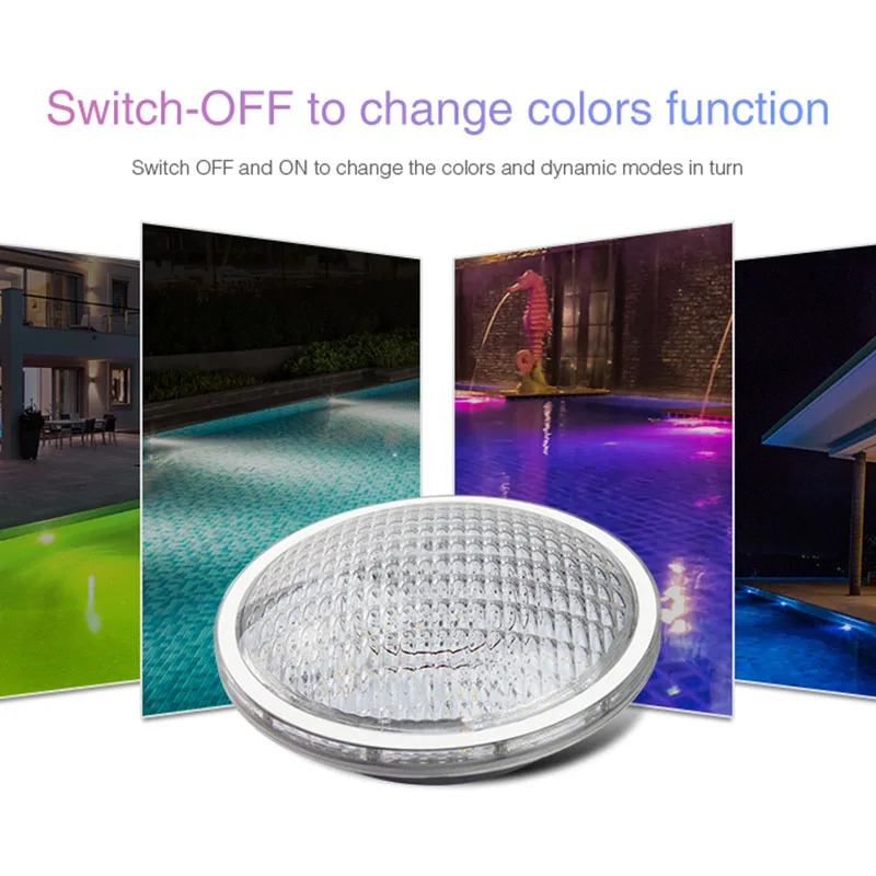 

Miboxer PW01 27W RGB+CCT Underwater Lamp PAR56 Waterproof IP68 LED Pool Light 433MHz RF Control AC12V/DC12~24V Dimmable PC Cover