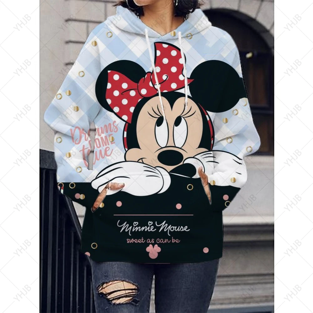 

Sweatshirts Disney Women Hoodies Mickey Mouse Hoodies Cartoon Tops Long Sleeve Pockets Fashion Hooded Women Cute Mickey Mouse
