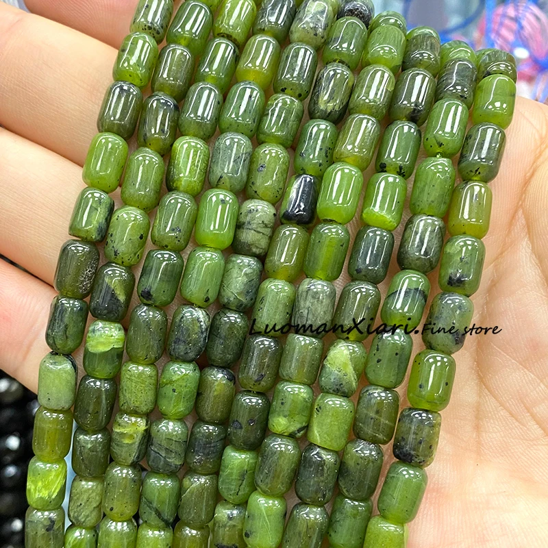 6x9 мм цилиндр канадский зеленый нефрит яшма натуральный камень свободные
