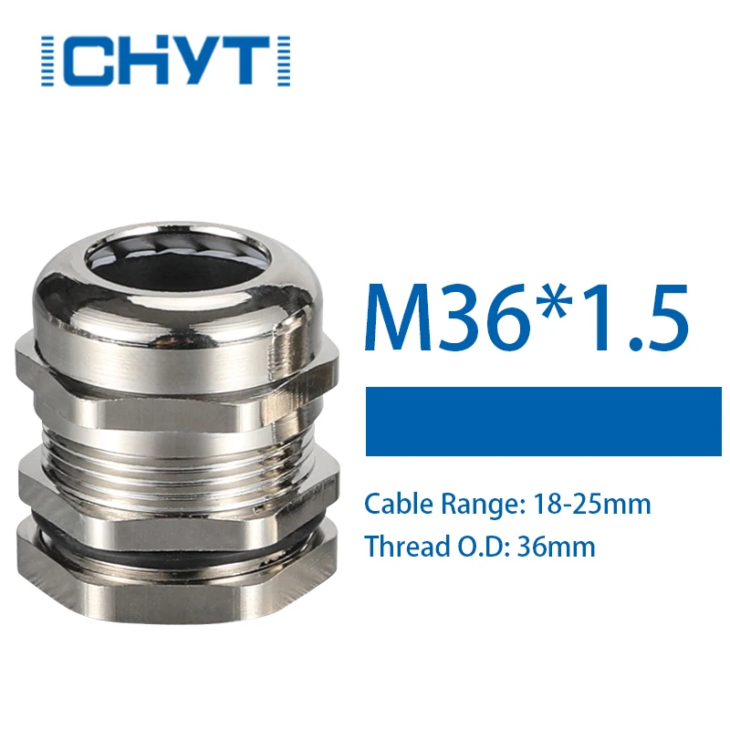 

PG29 M36x1.5 Waterproof Zinc Alloy Nickel Plated Sealing Cable Gland 1piece Cable Entry IP68 For 18-25mm Metal Connector