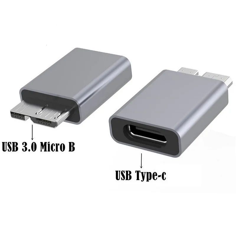 

Адаптер с алюминиевым корпусом типа C «мама» на USB 3,0 Micro B «папа» подходит для Mac для подключения к мобильному жесткому диску