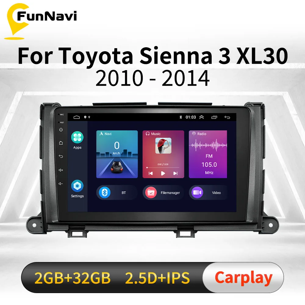 

For Toyota Sienna 3 2010 - 2014 Android 2 Din Car Radio Multimedia WIFI FM BT GPS Navigation Player Stereo Head Unit Autoradio