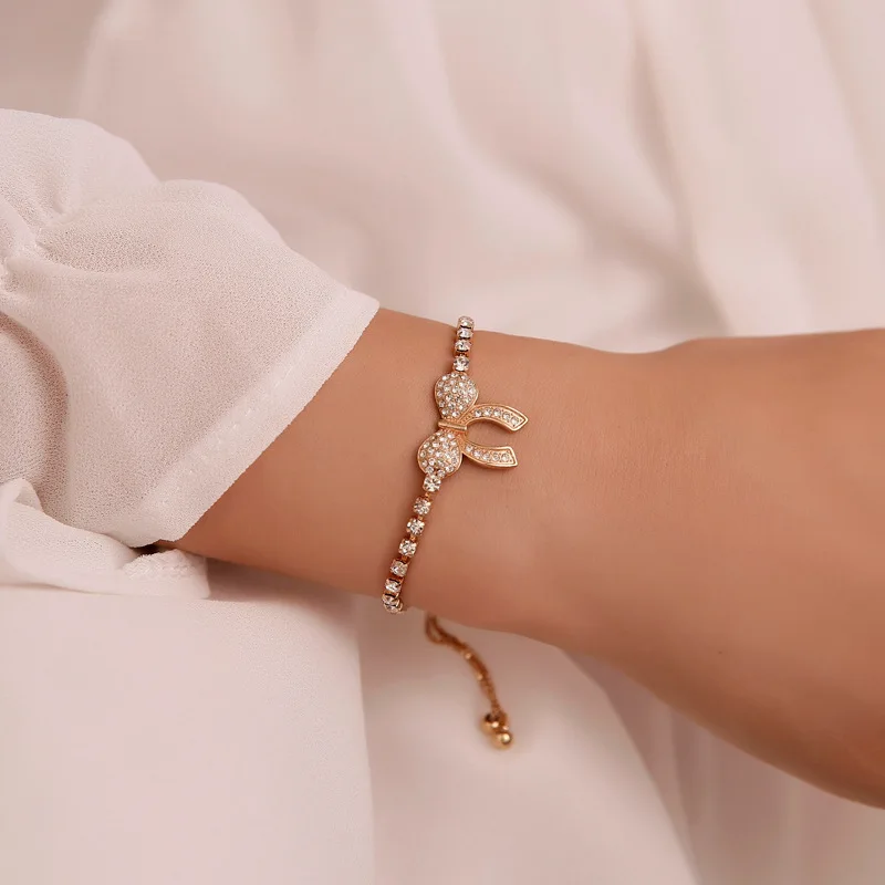 

Sweet Cute Elegant Butterfly Bracelet For Women 2022 Trendy Crystal Rhinestone Bow-knot Chain Bracelets Jewelry Adjustable