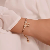 sweet cute elegant butterfly bracelet for women 2022 trendy crystal rhinestone bow knot chain bracelets jewelry adjustable