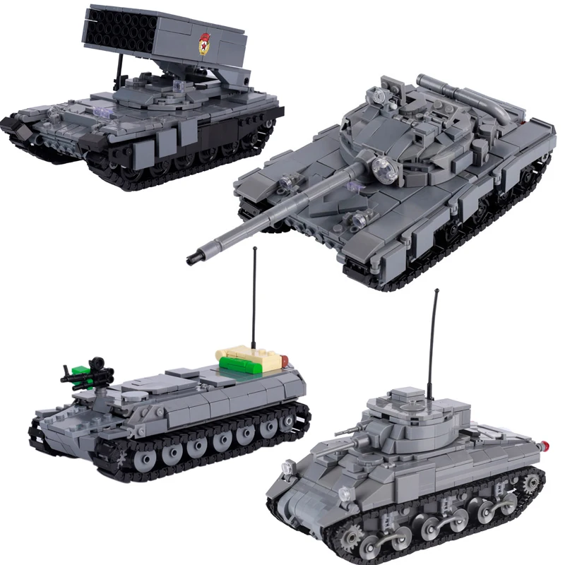 Военный танк времен Второй мировой войны, модель строительного блока MOC, детская игрушка, подарок на день рождения