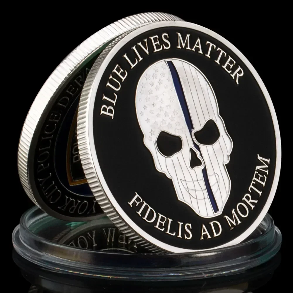 Blue Lives Matter Департамент полиции Нью-Йорка Посеребренная памятная монета Тонкая