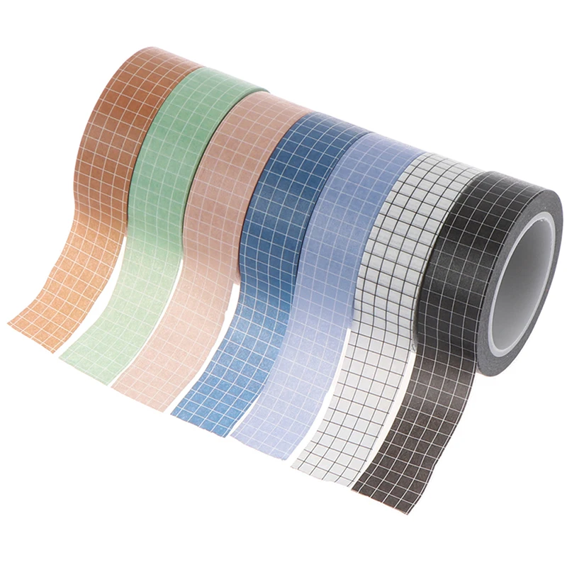 

Grid Washi Tape Japanese Paper DIY Planner Masking Tape Adhesive Tapes Stickers Stationery Tapes Decorative Hot sale Colorful