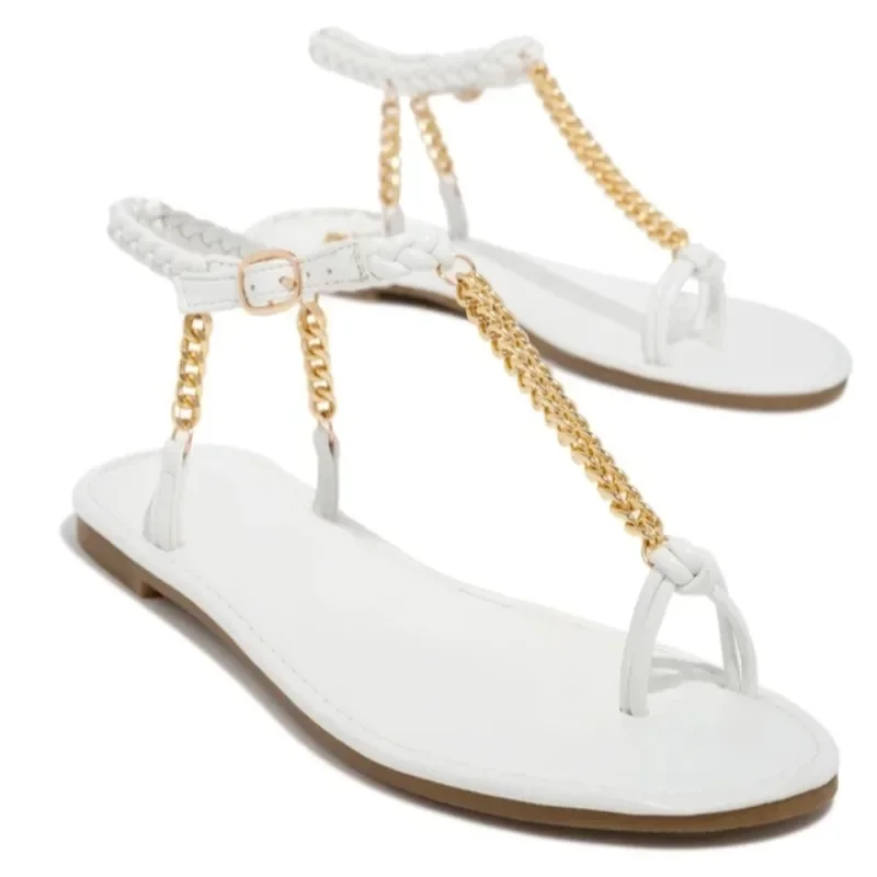 Женские Сандалии На Плоской Подошве Со Сборками Плетеные Тапочки В Римском Стиле