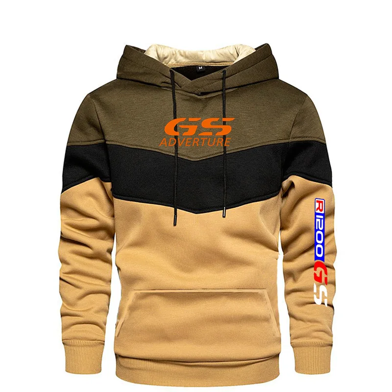 

2023 New Spring and Autumn Men's R1200GS Motorcycle Logo Patchwork Color Pullover Long Sleeve Hoodie Fashion Sweatshirt 5 Colori