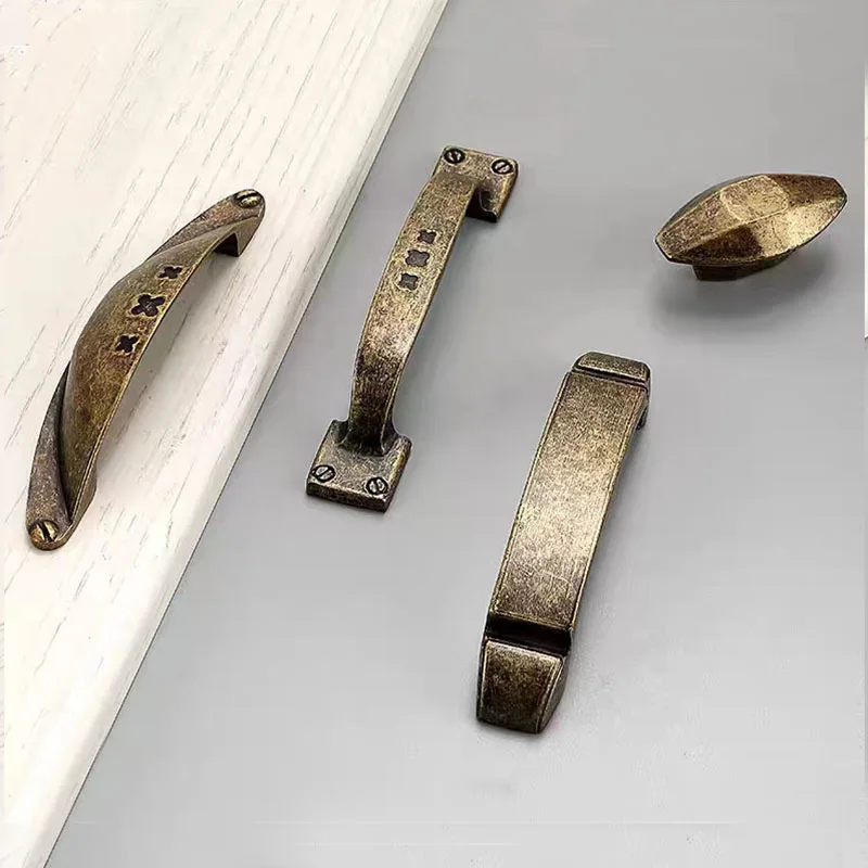 96 мм ручки для винтажной мебели Rustic античная латунная ручка выдвижного ящика