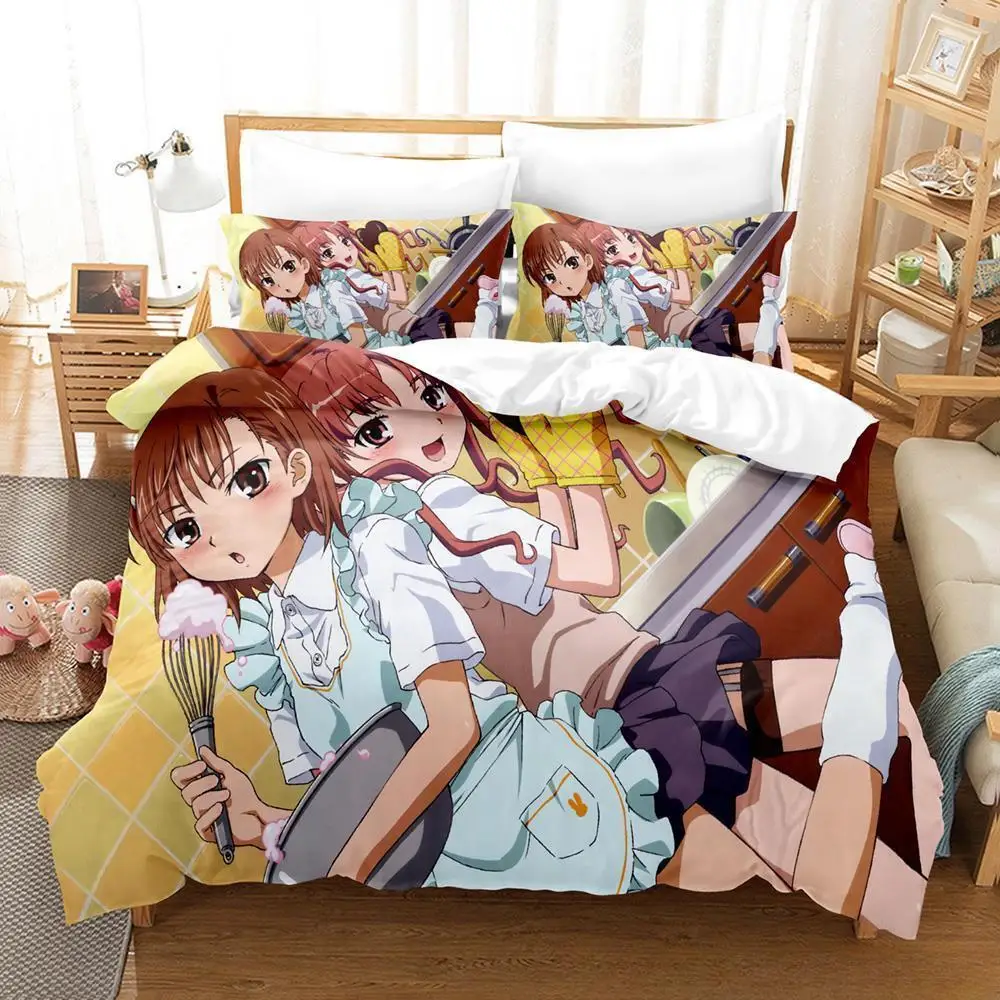 New Misaka Mikoto Bedding Set Single Twin Full Queen King Size Bed Adult Kid Bedroom Duvet cover Sets 3D Anime Sheet