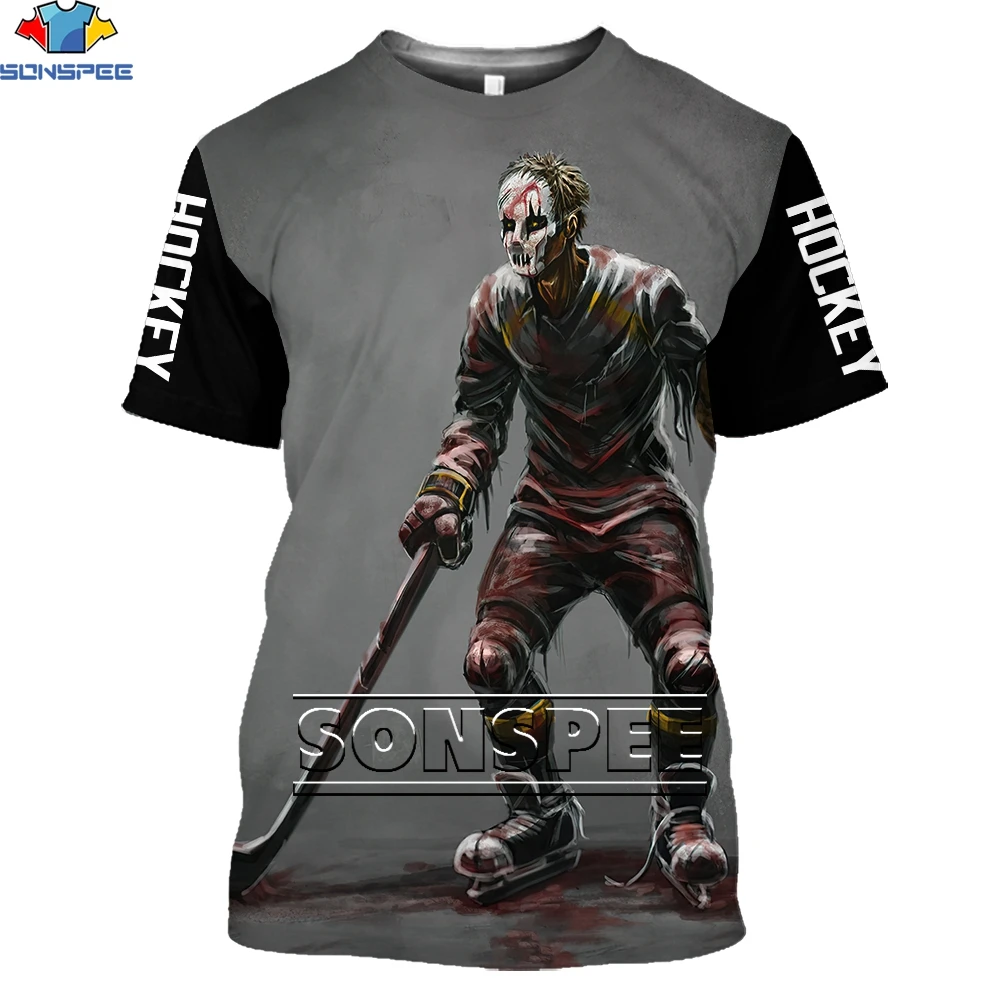 

SONSPEE Hockey Mask Boys Horror Eerie Retro Pattern T-Shirts Summer Tshirts Tops Adult Shirts New Horror Classic T-shirts Tops
