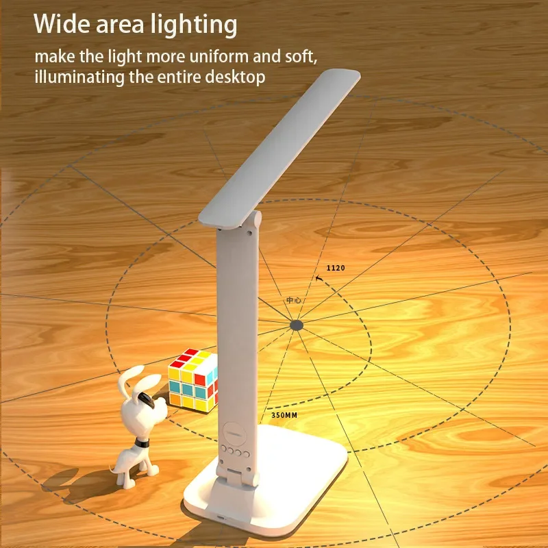 

LED Desk Lamp Rechargeable With Alarm Clock Thermometer Dimmable Touch Foldable USB Charging Table Lamp Battery Night Light NEW