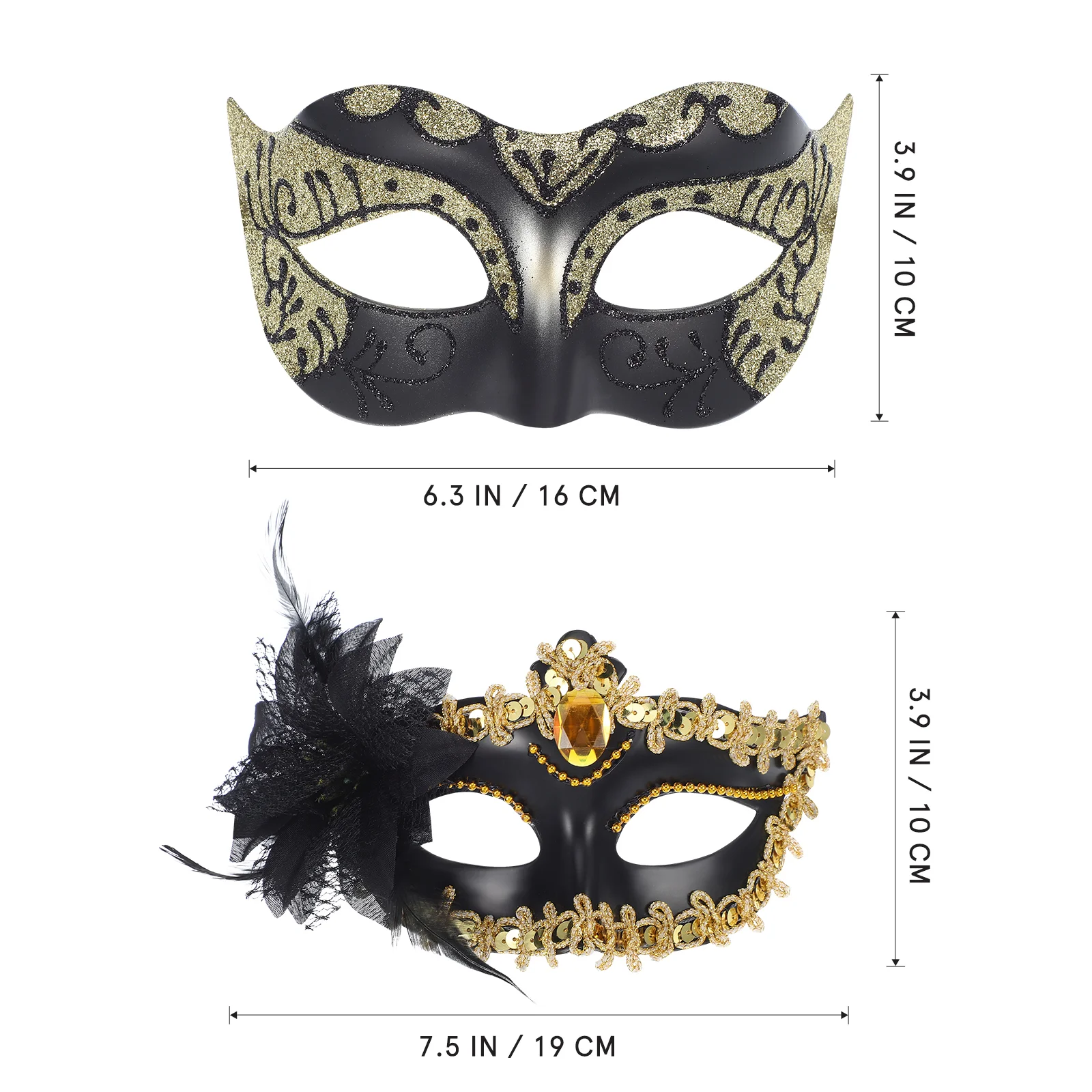2 шт. Маскарадная бальная маска Половина костюма Маски для вечеринок