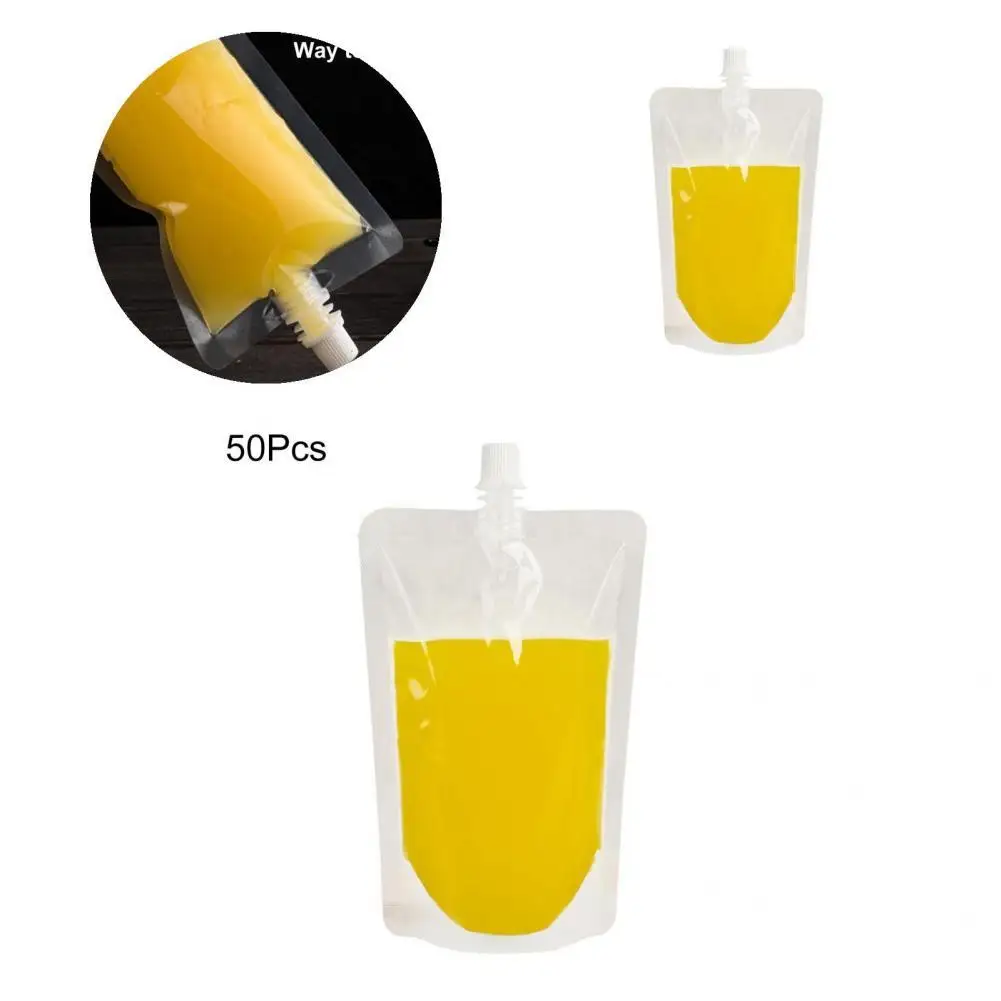 

Transparent 50Pcs Wonderful Comfortable Grip Disposable Stand-Up Pouch PET Spout Pouch Large Capacity Household Supplies