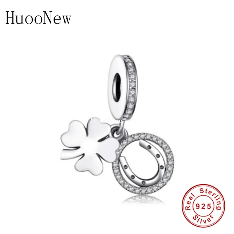 

Fit Original Brand Charm Bracelet 925 Sterling Silver Good Luck Four-Leaf Clover Horseshoe Bead For Making Women Berloque 2022