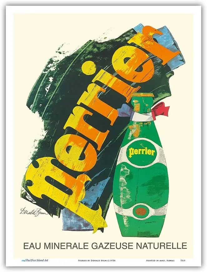 Perrier-натуральная блестящая минеральная вода-винтажный рекламный плакат Дональда