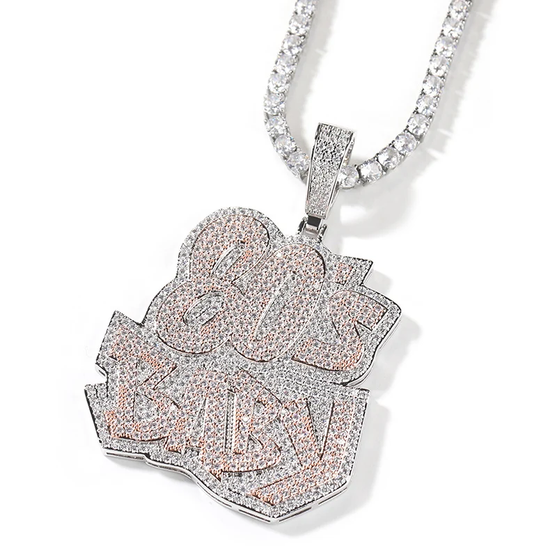 Хип-хоп 3A + CZ камень с покрытием Bling Iced Out 80-х годов детские подвески ожерелья для