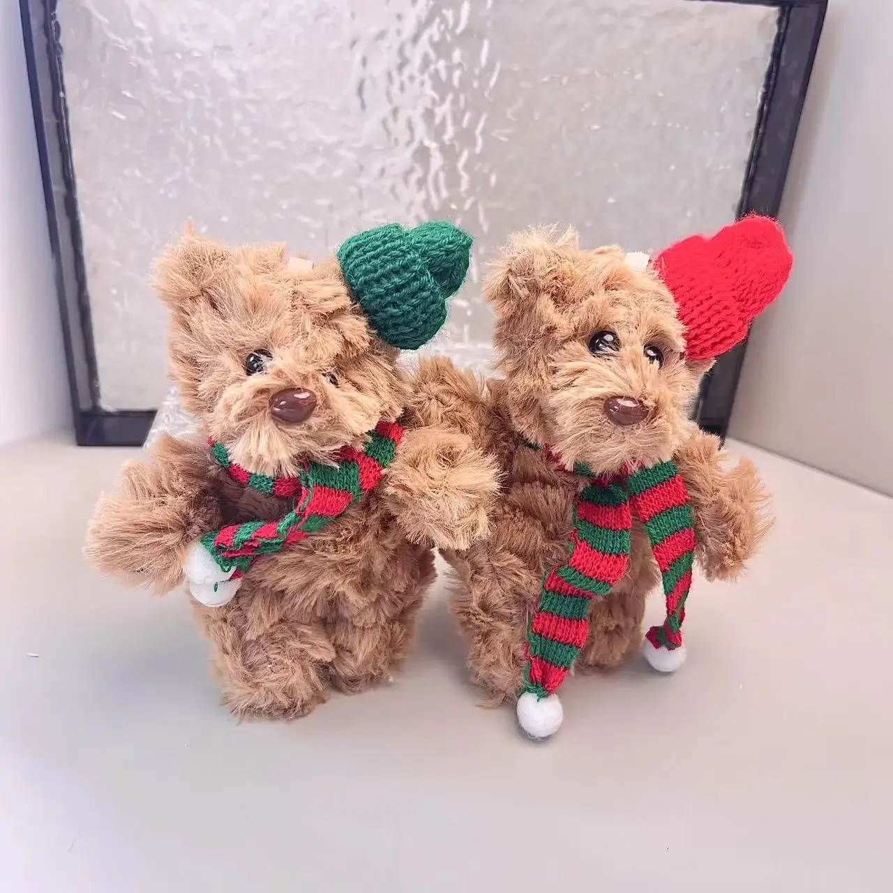 Мягкие игрушки плюшевый милый коричневый медведь кулон рождественская шляпа