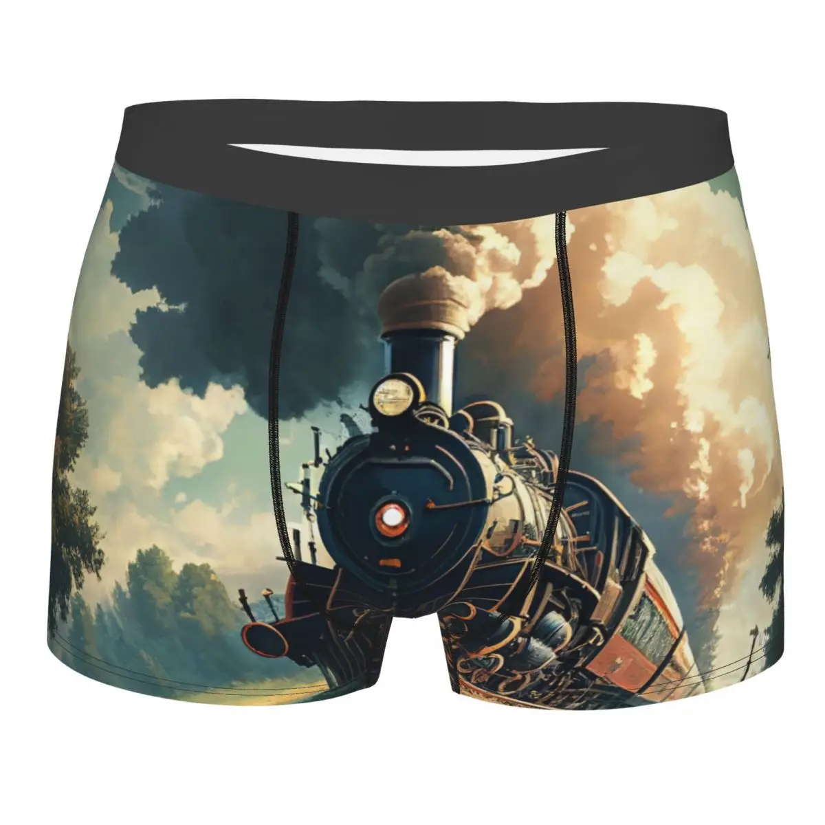 

Boxershorts Men Comforable Panties Set Steam Train Chugs Underwear Man Boxer