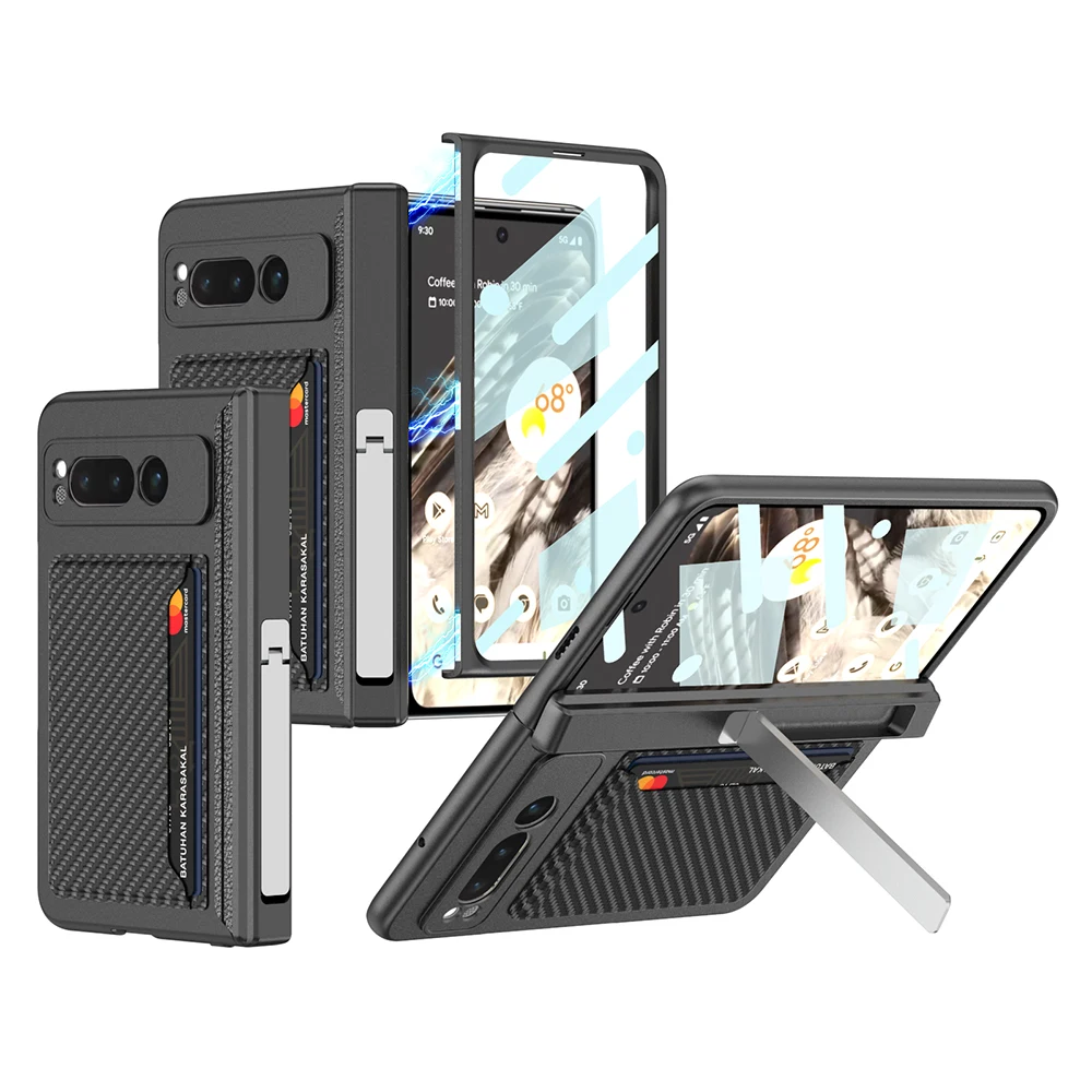 

Магнитный шарнир защита для Google Pixel Fold чехол с подставкой для экрана стеклянная пленка Пластиковый ударопрочный твердый с держателем для карт