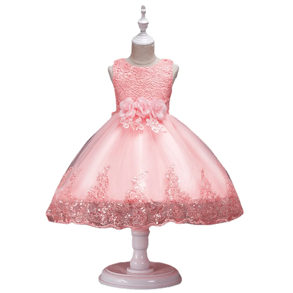 

Children's Dress Beaded Sequin Lace Dress Mesh Princess Dress Tutu Wedding Flower Girl Dress Kids Clothes 2022 New