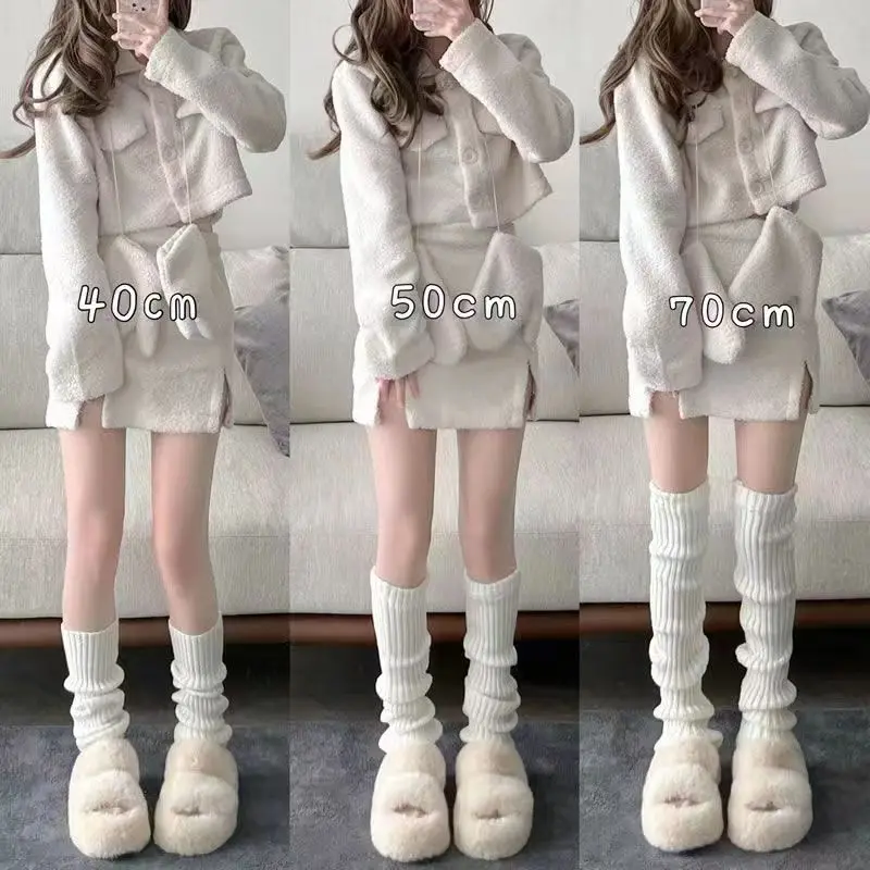 

Knitted Leg Socks Sweet Lolita Uniform Cover Japanese Pile Cosplay Warmers Leg Foot Boot Warm Socks Up Women Socks 40-70cm Girls