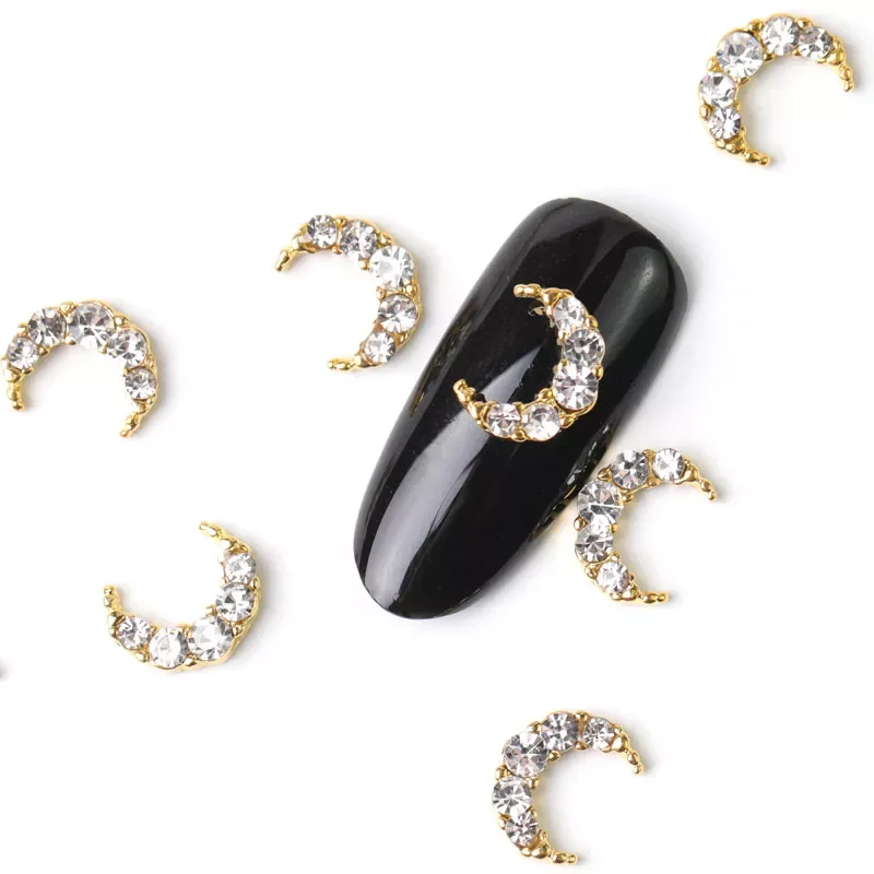 

10 pieces diy 3D Moon gemstone rhinestones for Nail Art decorations Design charms alloy manicure jewelry accessories
