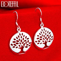 doteffil 925 sterling silver circle tree drop earrings charm for women jewelry fashion wedding engagement party gift