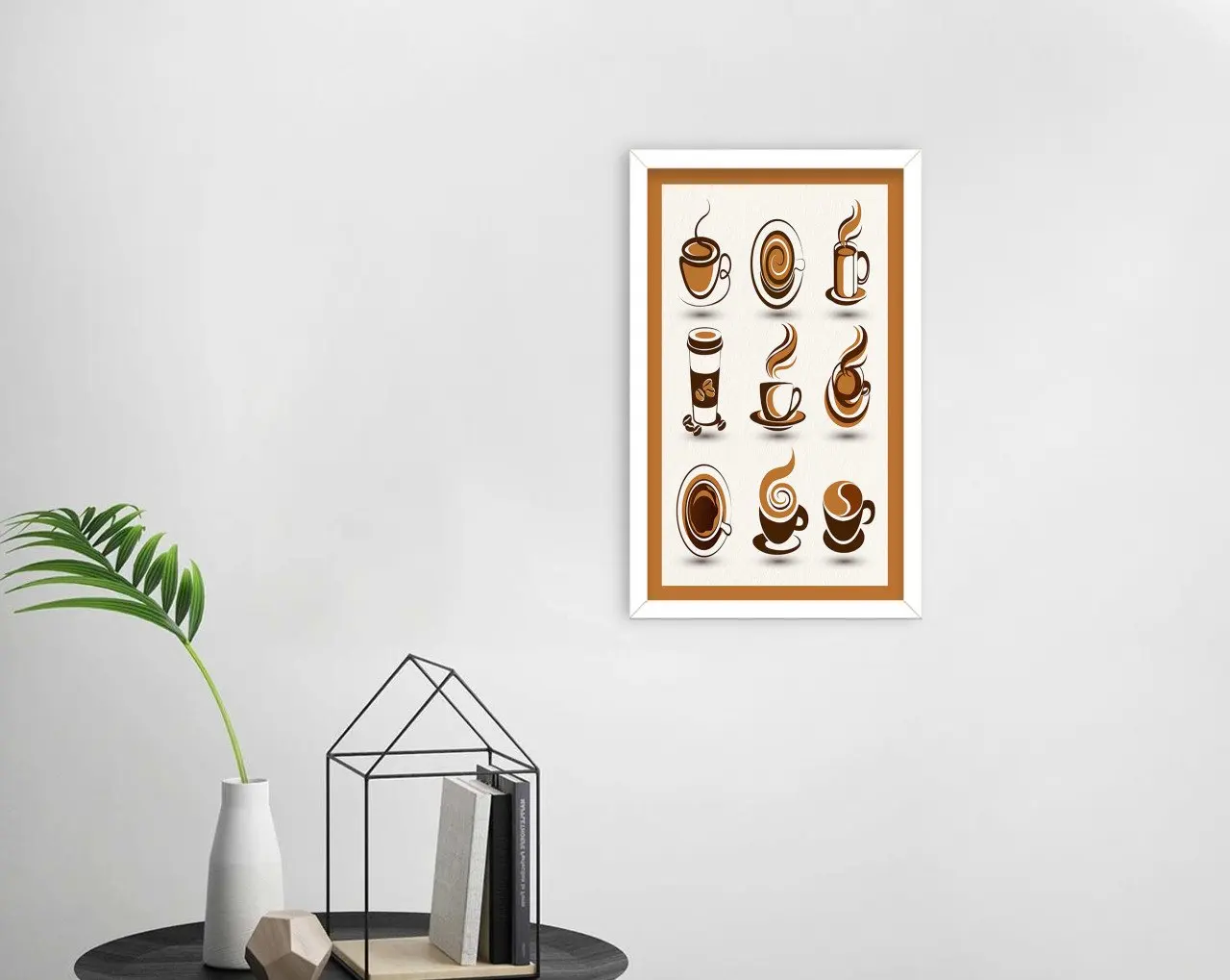 

BK Home Coffee Design Decorative Wood White Framed Tablo-5