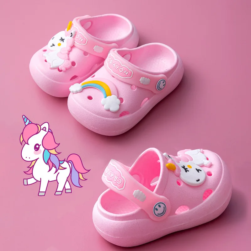 Сандалии Детские с мультяшным рисунком модные летние шлепанцы для сада