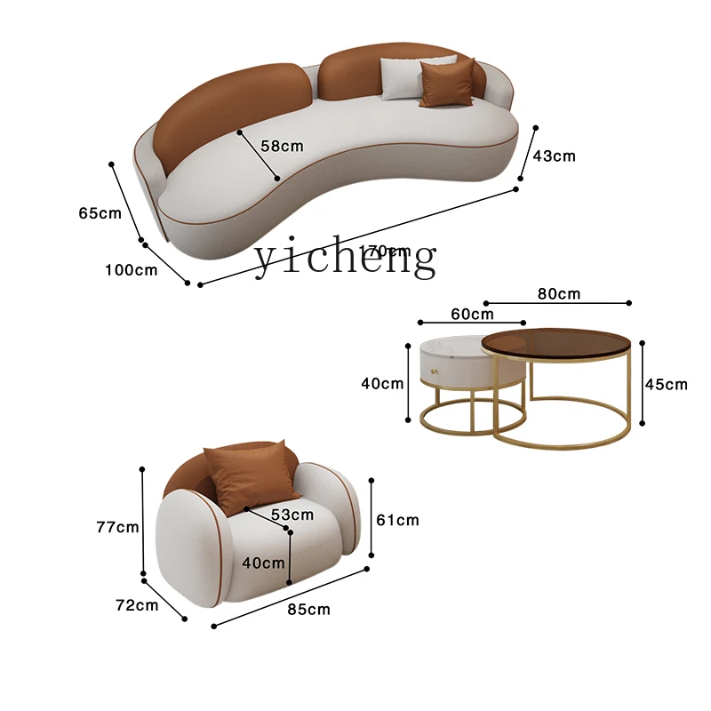 

ZK Faux Leather Beauty Salon Sofa Rest Area Reception Clothing Store Affordable Luxury Style Curved Sofa