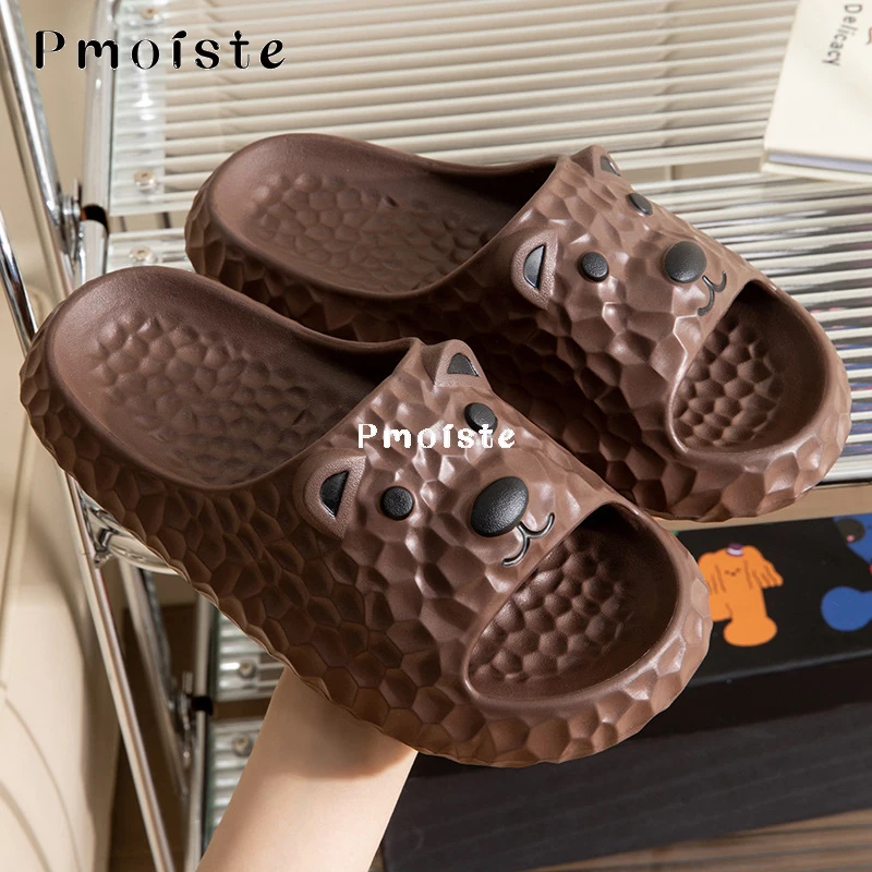 Women's Home Slippers Cartoon Cute Bear Shoe for Women Soft Platform Slipper Female Wear-resistant Bathroom Sandals Non-slip