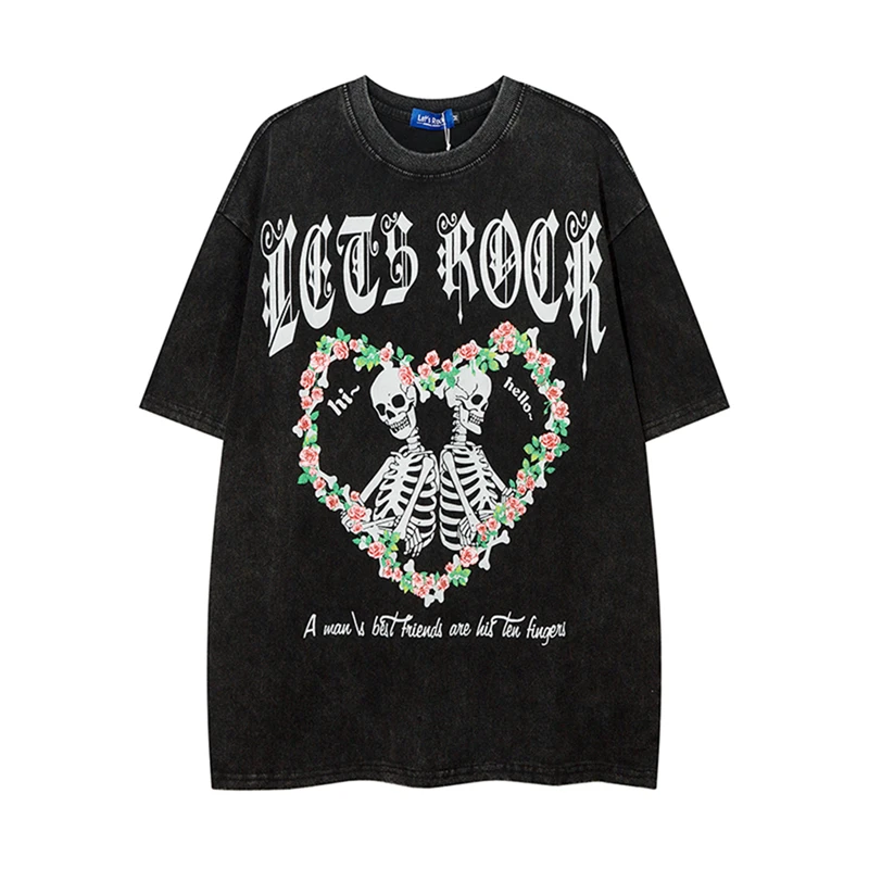 

Футболки Skleton с надписью Love мужские, хлопковые тенниски с круглым вырезом, летние свободные майки унисекс с коротким рукавом