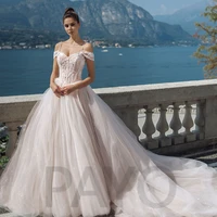 elegant wedding dress exquisite beading appliques off the shoulder crystal tulle princess glitter robe de mariee for women