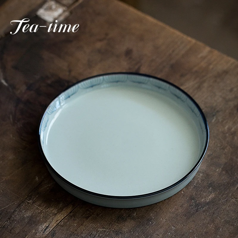 

Antique Hand-painted Blue and White Ceramic Pot Bearing Holder Dry Bubble Tray Gaiwan Support Tray Fruit Snack Refreshment Plate