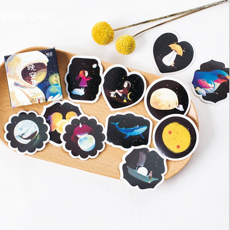 

40packs/lot Kawaii Good Night Set Diary Handmade Adhesive Paper Sticker Scrapbooking Stationery Wholesale